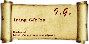 Iring Géza névjegykártya